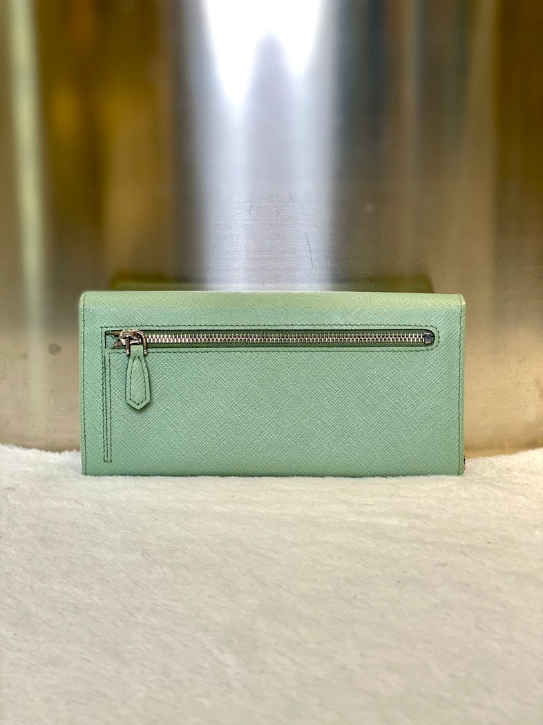 Preloved Prada Saffiano Leather Wallet 7181 in Mint Green