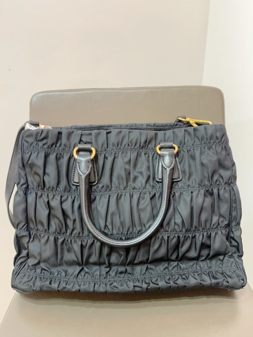 Prada Classic 2Ways Tote in Black Nylon - Preloved Designer Bag