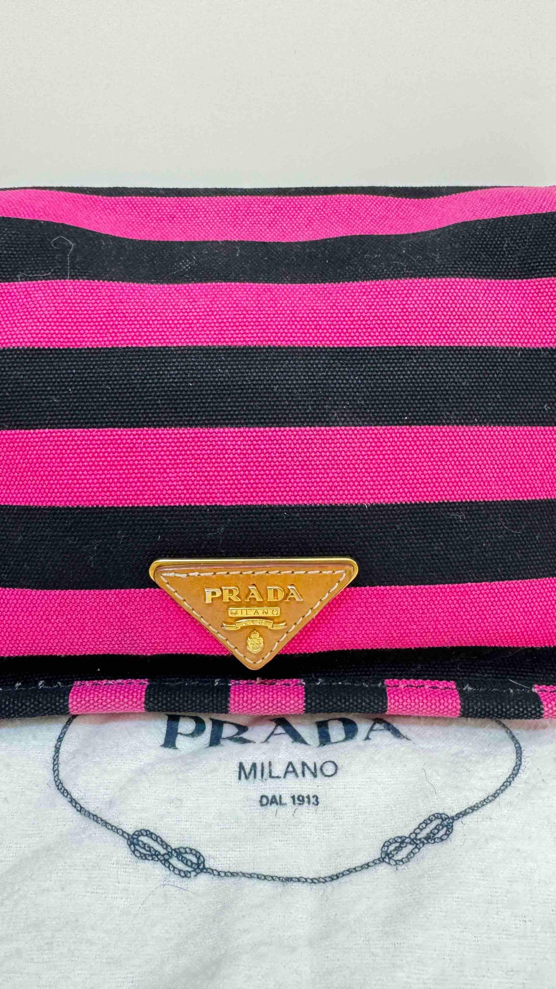 Preloved Prada Striped Pink and Black Crossbody Bag