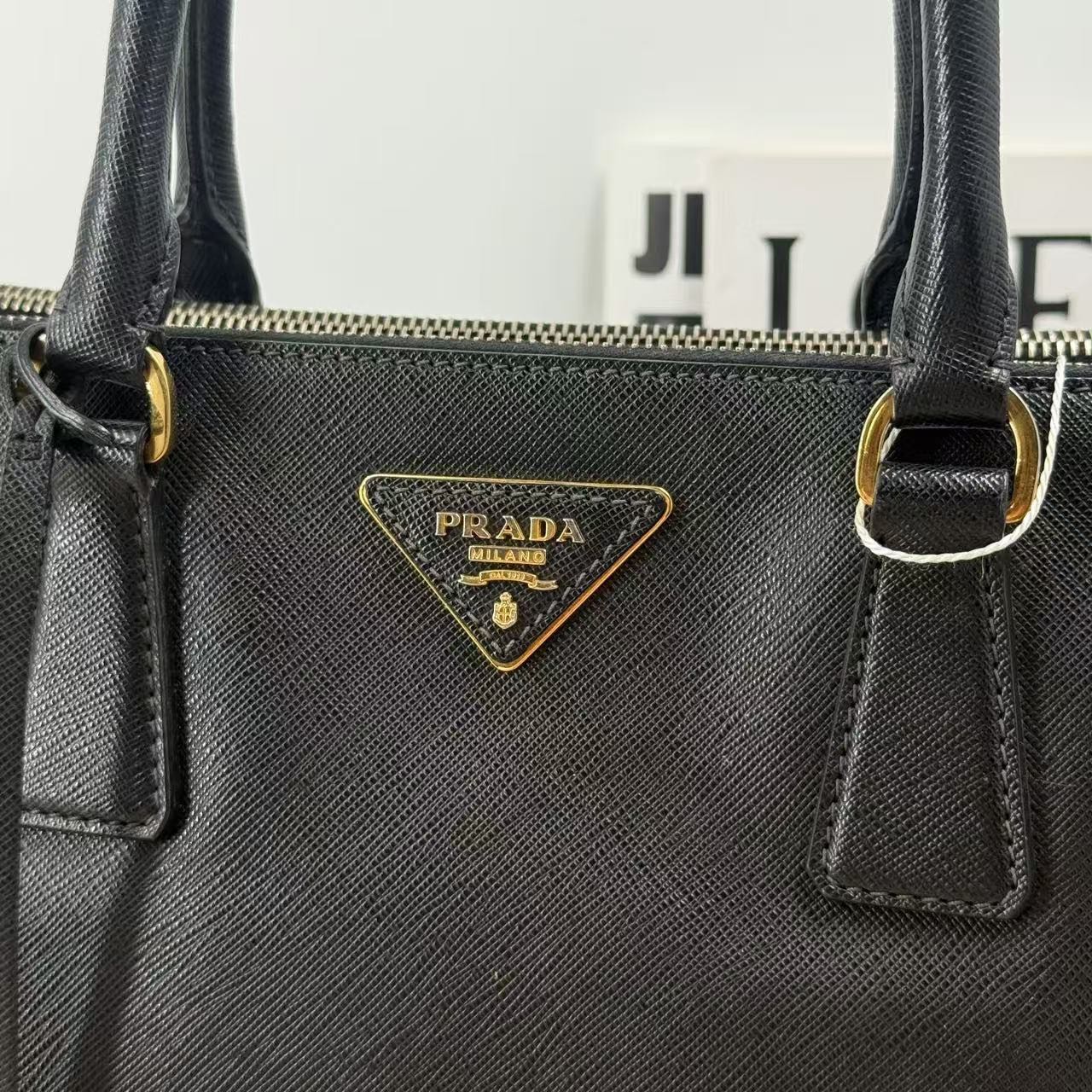Prada Saffiano Tote Bag Black Leather Preloved Designer Handbag