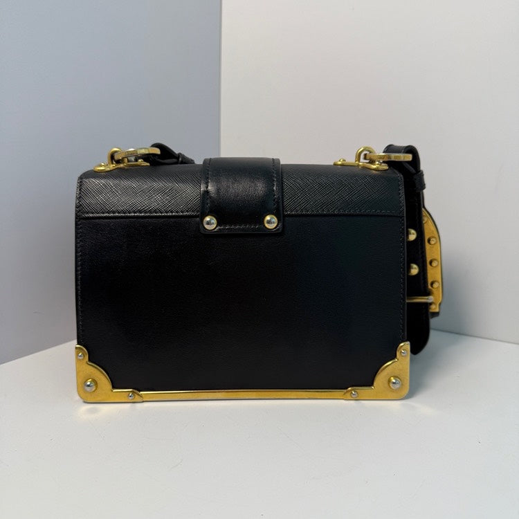 Prada Cahier Shoulder Bag Black Leather Medium