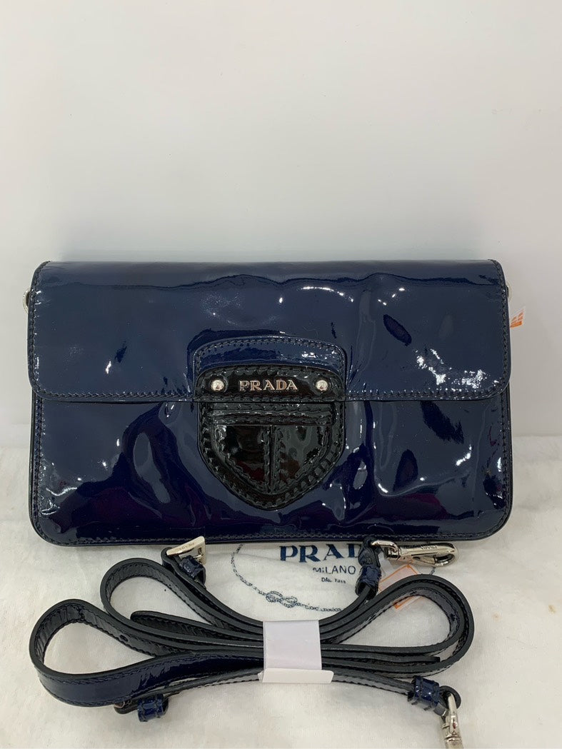 Prada Patent Leather Crossbody Bag Navy Crossbody