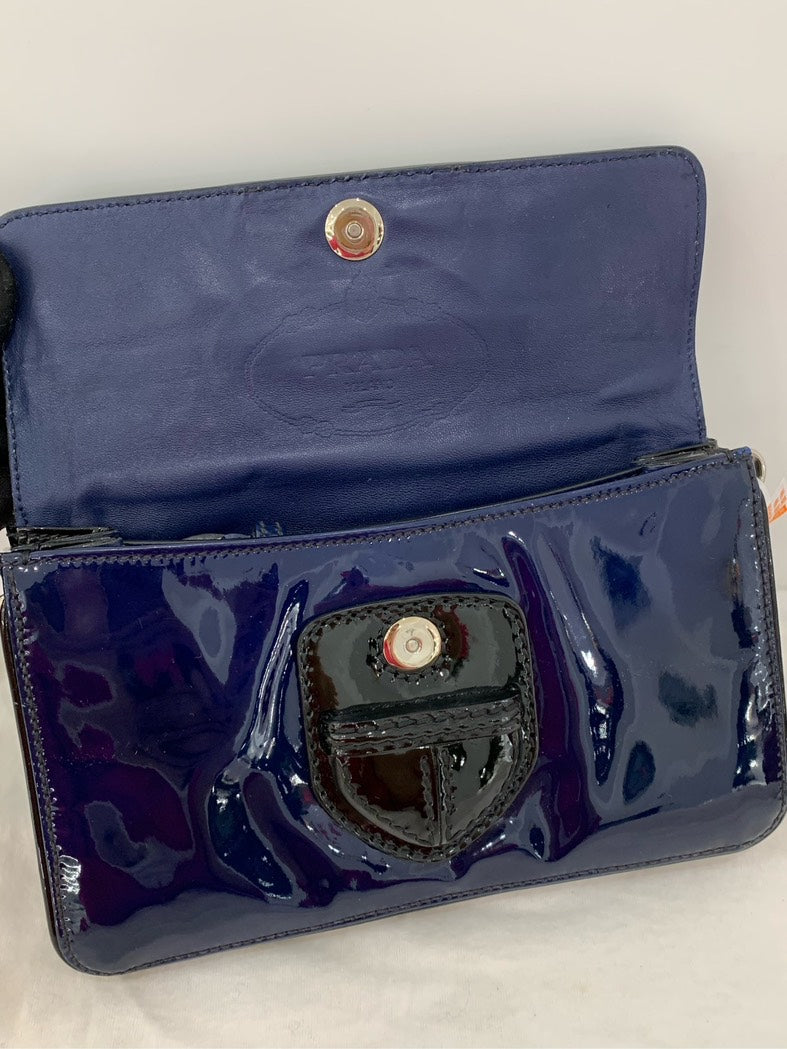 Prada Patent Leather Crossbody Bag Navy Crossbody
