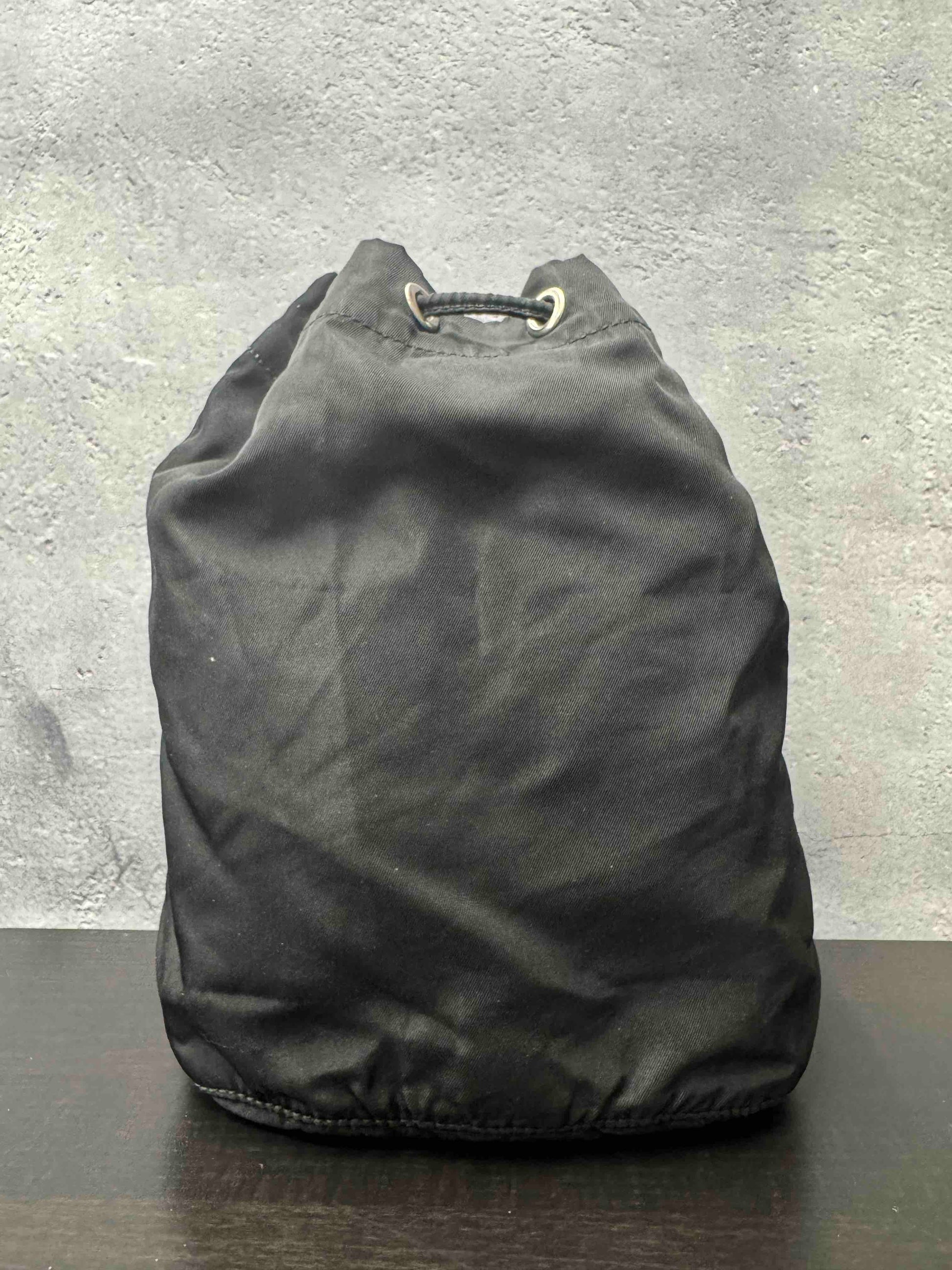 Prada Nylon Pouch RE76126400 Black Drawstring Bag